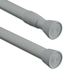 Relaxdays Teleskopstange, 66–110 cm, Klemmstange für Duschvorhang, Gardine, Türrahmen, Edelstahl, ohne Bohren, grau