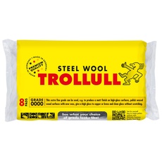 TROLLULL Stahlwolle | Drahtwolle extrafein 0000 poliert gewachstes Holz, Kupfer, Messing und matte Oberflächen, reinigt Glas, 8 Pads 200 g