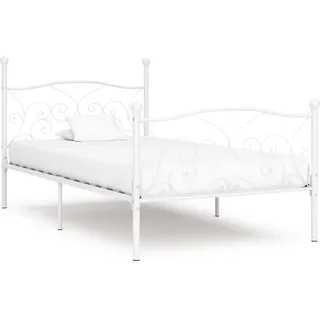 vidaXL Bettgestell mit Lattenrost Weiß Metall 180 × 200 cm