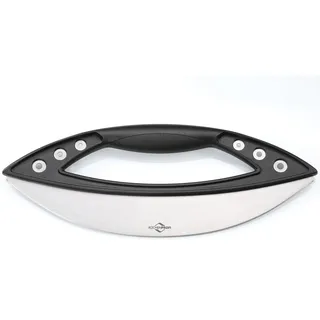 KÜCHENPROFI ALFREDO Pizza Wiegemesser mit Klingenschutz, Edelstahl rostfrei, 28,5 cm Klingenlänge, ergonomischer Griff mit Löchern zum Abziehen von Kräuterblättern, Pizzaschneider