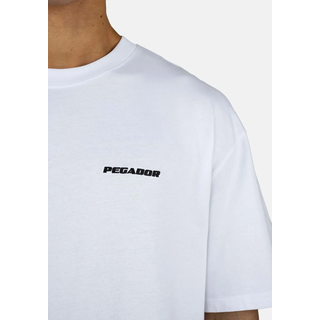 T-Shirt PEGADOR "LOGO OVERSIZED TEE", Herren, Gr. M, weiß, Single Jersey, Obermaterial: 100% Baumwolle, unifarben, oversize normal, Rundhals, gerader Abschluss, Shirts T-Shirt, Baumwolle, oversize