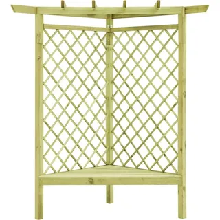 vidaXL Eckpergola mit Bank 130×130×197 cm Kiefernholz Imprägniert - Grün