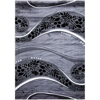 Vintage-Teppich , Grau, Schwarz, Weiß , Textil , orientalisch , rechteckig , 120x170 cm , Teppiche und Böden, Teppiche, Webteppiche