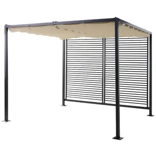 Outsunny Pergola mit verstellbarem Stoffdach 275 x 295 x 238 cm beige