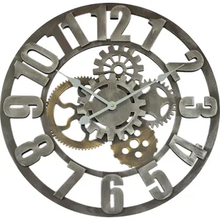 Technoline WT 1613 Quarz-Wanduhr 60 cm XXL | Vintage Industrie Design mit Zahnrädern | Große Metall Wanduhr | Lautloses Quarzwerk | Dekorative Wohnzimmer Küche Büro Uhr