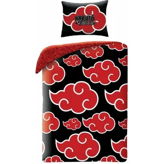Naruto Bettbezug Rot/Schwarz 140 x 200 cm Baumwolle 70 x 90 cm - Rot, Schwarz