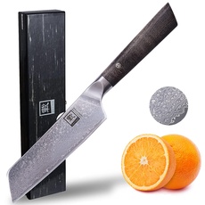 zayiko Professional Series Damastmesser Premium Santokumesser mit 16 cm Klinge I gefertigt aus 67 Lagen Damaststahl I Profi Küchenmesser mit Ahornholzgriff in edler Holzbox