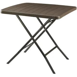 [en.casa] Klapptisch Lillestrøm , Dunkelbraun , Kunststoff, Metall , Quadratisch , 78x74x78 cm , Gartenmöbel, Gartentische, Klapptische