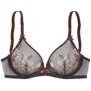 LASCANA Bügel-BH »Maria« mit Blumen aus edler Stickereispitze, transparente Unterwäsche, bunt