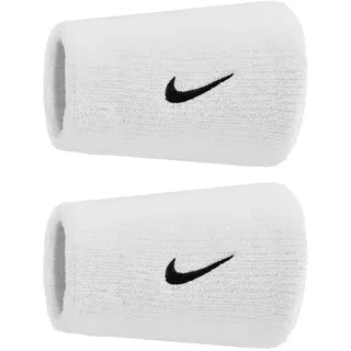 Nike Swoosh Classic Doublewide Wristbands 2er Pack Schweißbänder Tennis Fitness Running Handgelenkbänder breit, White/Black, One Size
