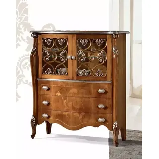 Klassische Braune Antik Stil Kommode 3x Schubladen Wohnzimmer Stauraum - Braun