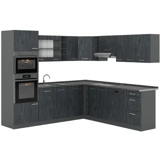 Vicco Winkelküche L-Form 237 x 247 cm Schwarz