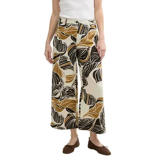 Tom Tailor Damen 1046507 Culotte Hose, 37999 - Neutral Cut Leaves Design, 38W / 28L EU