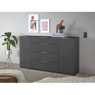 HBZ Sideboard »Santorin Kommode mit Schubkästen, BxHxT 180x99x40 cm«, (1 St.), Mit 2 Türen, 4 Schubkästen mit Softclose, Glasfront und Glasoberboden,