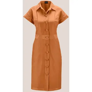 Etuikleid MADELEINE "Kleid Etuikleid mit dekorativer Knopfleiste", Damen, Gr. 44, N-Gr, grün (apfelgrün), Obermaterial: 68% Baumwolle CO. 32% Seide silk., Modern, figurbetont, Kleider Etuikleid