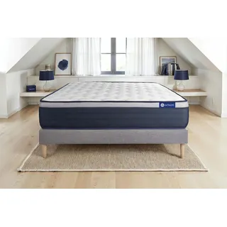 Actiflex max matratze 80x200cm + Bettgestell mit lattenrost - Dicke : 26cm - Taschenfederkern und Memory-Schaum - H4 - Grau
