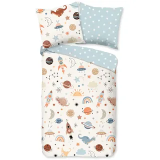 good morning Babybettwäsche »Eclips« 2 Stk. tlg. Baumwolle, Renforcé, 2 Teilig, Wendeoptik, Kind, Baby, Junge, blau