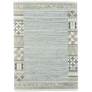 Wollteppich THEKO "Royal Natur 6030, handgetuftet", grau, B:250cm H:14mm L:350cm, Wolle, Teppiche, Wollteppich, reine Wolle, meliert, mit Bordüre, auch in rund, Wohnzimmer