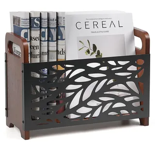 GHIAKQYT Zeitungsständer Holz modern Zeitschriftensammler, Magazinständer - Zeitungshalter Bücherregal Zeitschriftenhalter, Aufbewahrungskorb Magazinsammle für Büro Zuhause, 33x24x13cm