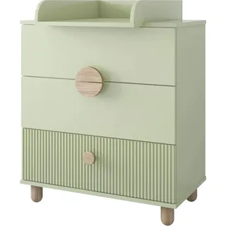 ZEE LOFT Kommode Mint 79,7 x 48 x 90,2 cm mit Wickelaufsatz 3 Schubladen Möbel Wohnzimmer Schlafzimmer Vollauszug Schubladen Buchenholz Füße - Türkis