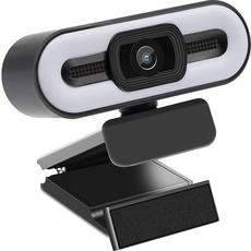 PIPRE Web-Q2 1080P Full HD Webcam,Eingebautes einstellbares Fülllicht und Dual Noise Cancelling Mikrofone Q2 Webcam,1080P Webkamera für PC, Desktop, Laptop