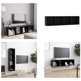 vidaXL Bücherregal/TV Schrank Schwarz 143×30×36 cm - Bücherschrank - Bücherschränke - Wandregal - Wandregale - Schwarz