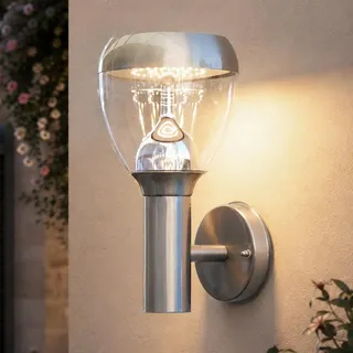 NBHANYUAN Lighting® Aussenleuchte/Außenlampe LED Wand Lampe Außen für Balkon, Garten Silber SUS304 Edelstahl 3000K Warmweiß Licht 1000LM 9W IP44 (ohne PIR Sensor)