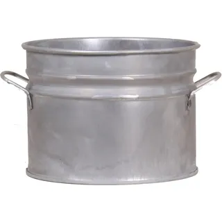 Zink-Übertopf mit Griffen Ø 18 cm x 16 cm Silber