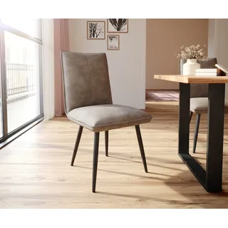 Esszimmerstuhl Lelio-Flex Mikrofaser Taupe Vintage 4-Fuß konisch Schwarz Taschenfederkern