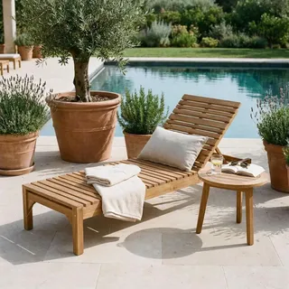 CARO-Möbel Sonnenliege Granada , Naturfarben , Holz , Orientalisch , 65x39x200 cm , Gartenmöbel, Gartenliegen