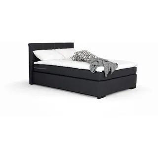 Mivano Beast Boxbett, Komfortables Bett mit Durchgehender Matratze (H3) und Topper, Flachgewebe Jam Schwarz, Liegefläche 120 x 200 cm