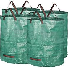 GardenMate 4X 272l Gartensack Laubsack Gartenabfallsack stabil - Gartensäcke für Gartenabfälle - Laubsäcke Rasenschnitt - Grünschnittsäcke faltbar, groß, robust aus Polypropylen-Gewebe 150GSM