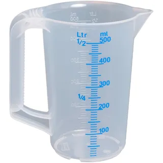 Hünersdorff Messkanne 500 ml, PP, 2 Skalen geschlossener Griff, transparent