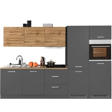 Bild MÖBEL Küchenzeile »Kehl«, mit E-Geräten, 300cm, inkl. Kühl/Gefrierkombination und Geschirrspüler, grau