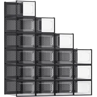 Songmics Aufbewahrungsbox 18-tlg. transparent-schwarz