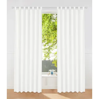 Vorhang OTTO HOME "Raja mit Schlaufen, 2er Pack, blickdicht, Topseller" Gr. 1, weiß, B:140cm H:145cm, Polyester, Recyceltes Material, Gardinen, Vorhang, 2er-Set, Bestseller, einfarbig, modern, pflegeleichte Mikrofaser, Topseller