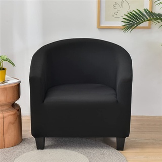 Highdi Sesselschoner Elastisch Sesselüberwurf, Einfarbig Modern Club Chair Stretch Sesselhusse, Universal Sofabezug für Einzelsofa, Clubsessel, Cocktailsessel (Schwarz)