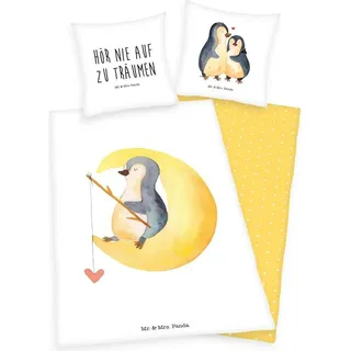 Einheitsgröße|Mr. u. Mrs. Panda "Pinguin" Bettwäsche Set 140 x 200 cm 4469402077 - Weiß