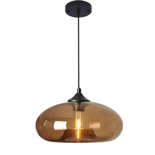 S-Cevada 28cm Bunt Glas Lampenschirm Hängelampe, Industrie Vintage Pendelleuchte E27 Loft Bar Deckenleuchte Pendellampe Für Küche Schlafzimmer Wohnzimmer Kronleuchter (Braun)
