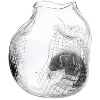 Glas Art Vase Grid - klar, schwarz durchgefärbt - Glas - Höhe 22cm - wasserdichte Tischvase