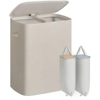 Wäschekorb , Beige , Metall, Kunststoff, Textil , 160 l , rechteckig , 56x70x40.5 cm , Tragegriffe, zusammenfaltbar , Haushalt & Reinigung, Wäschepflege, Wäschekörbe & Wäschetonnen