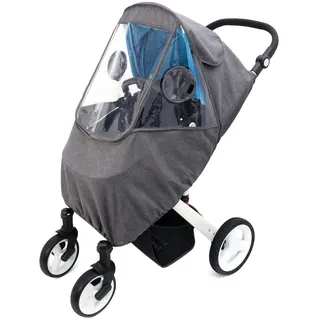 Regenschutz für Kinderwagen Universal Regenverdeck für Buggy Reise Wetterschutz mit Bequemes Zugangsfenster (Grau)