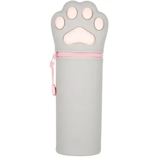 Legami Kawaii 2-in-1 Silicone Pencil Case Katze, Federmäppchen, Mäppchen, Stiftehalter, KA0022 - Grau