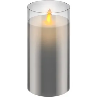goobay LED Echtwachs Kerze 15 x 7,5 cm grau