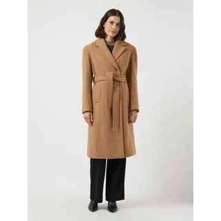 Langmantel Y.A.S "YASKALI WOOL BLEND COAT S. NOOS", Damen, Gr. 36, braun (tobacco braun), Web, Obermaterial: 70% Polyester, 30% Wolle, unifarben, regular fit knielang, Mäntel Langmantel