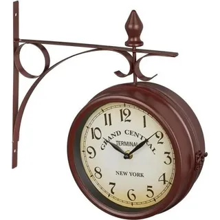 Bahnhofsuhr doppelseitig in Braun - Braun