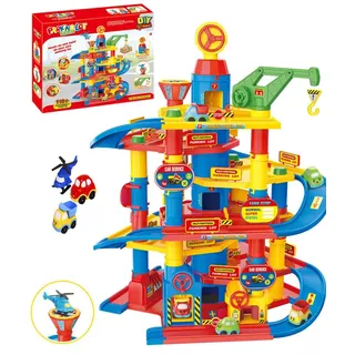 Coil Spiel-Parkgarage, Autogarage, Parkhaus, Tower Garage, Parkgarage Aufzug, Autowaschanlage, Kran, Autos, 6/7 Etagen, ab 3 Jahren,110 Elemente)