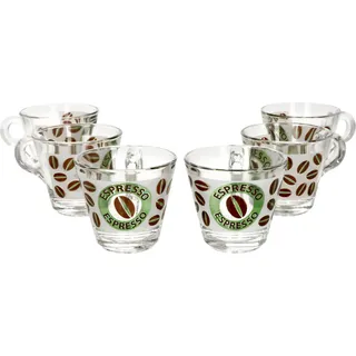 6er Set Cremona Glas-Espressotasse m. Henkel 60ml grün Becher