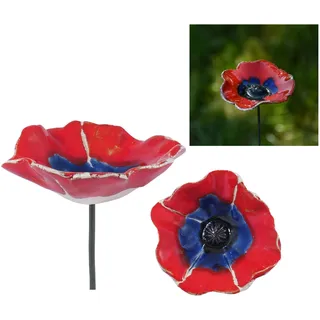 Midene Gartenstecker Keramik Handgefertigt - Gartendeko für Draußen Wetterfest - Garten Deko Keramik - Blume Gartenfiguren & Gartenstatuen - Mohn