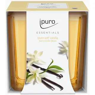 ipuro - dekorative ipuro soft vanilla Duftkerze - minimalistische & puristische Duftkerzen im Glas - intensive Duftkerzen mit feiner Madagaskar Vanille - stilvolle Kerze 125 g